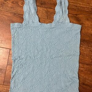 Light Blue Textured Square Neck Women’s Tank Top